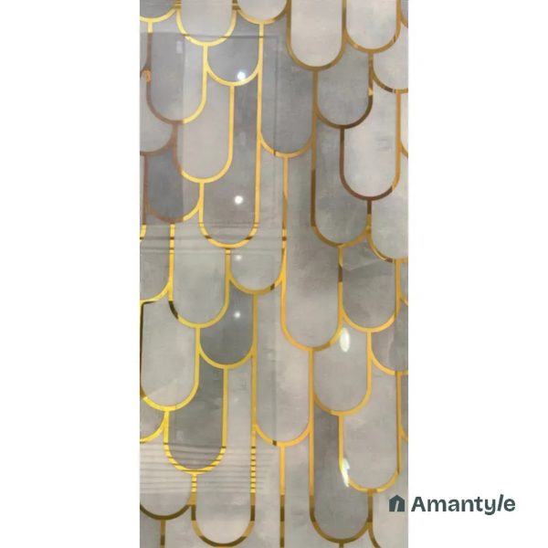 Off White Vitrified Decor & Highlighter Wall & Floor Tile Code 220019 (300x600 mm, Glass)
