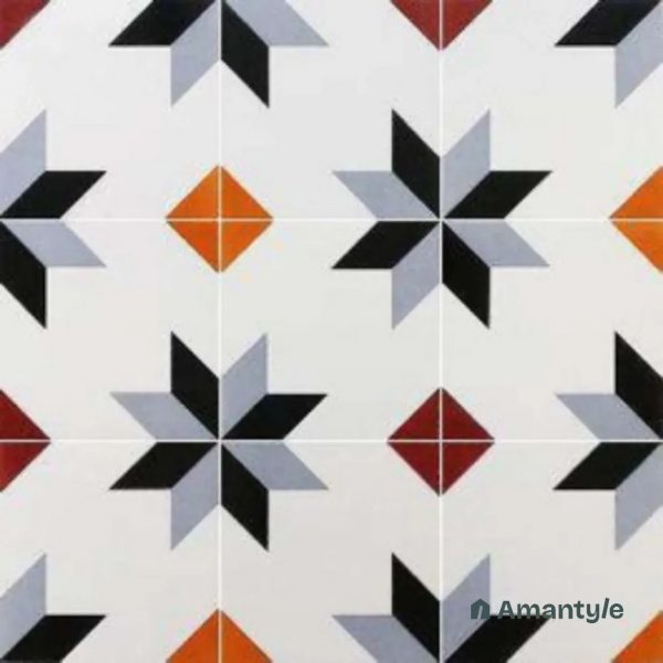 Multicolor 3rd Fire Moroccan Wall & Floor Tile Code 250006 (200x200 mm, Matt)