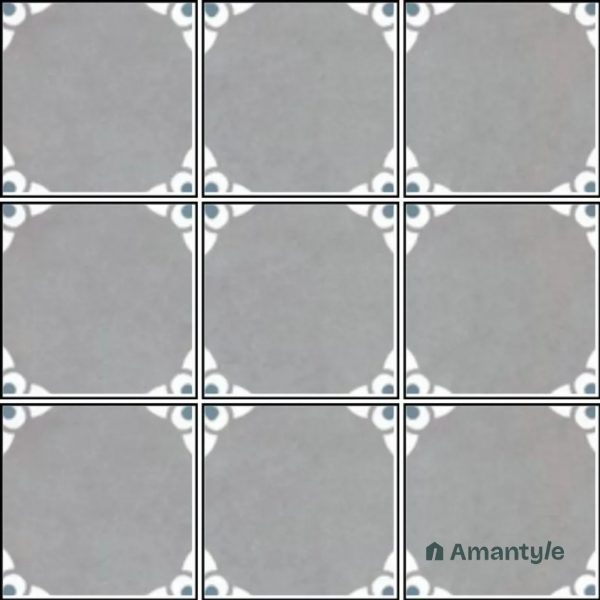 Grey 3rd Fire Moroccan Wall & Floor Tile Code 250036 (200x200 mm, Matt)
