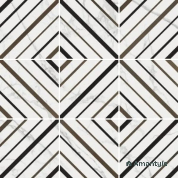 White 3rd Fire Moroccan Wall & Floor Tile Code 250040 (200x200 mm, Matt)