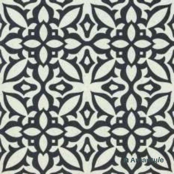 Black & White 3rd Fire Moroccan Wall & Floor Tile Code 250225 (600x600 mm, Matt)