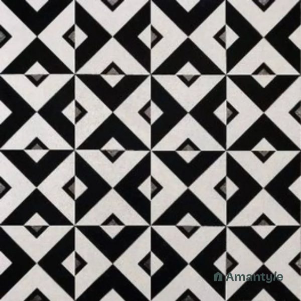 Black & White 3rd Fire Moroccan Wall & Floor Tile Code 250251 (600x600 mm, Matt)