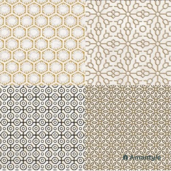 White Ceramic Decor & Highlighter Wall Tile Code 510003 (200x200 mm, Metallic)
