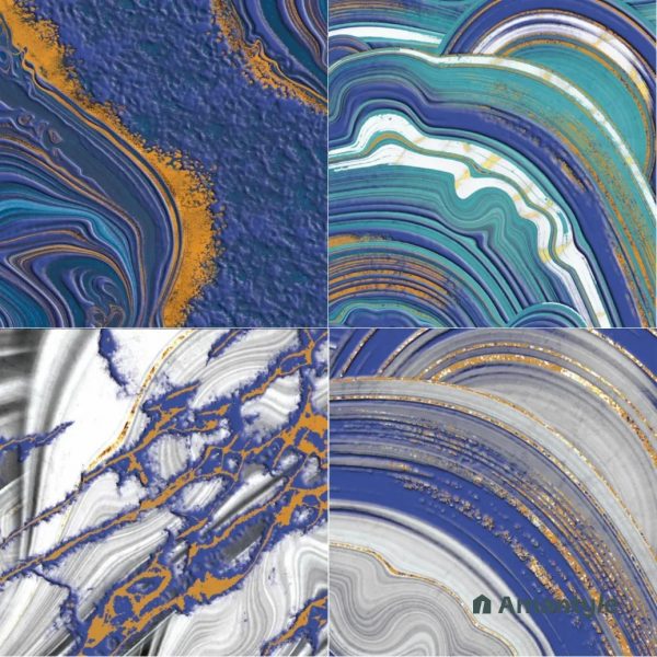 Blue Ceramic Decor & Highlighter Wall Tile Code 510008 (150x150 mm, Metallic)